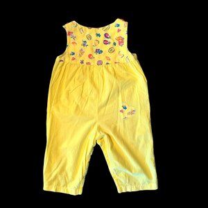 Vintage Lightweight Pastel Yellow Novelty Fruit Print Romper 2T